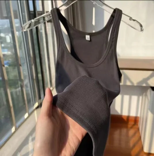 Musculosa de mujer de algodón con tejido acanalado