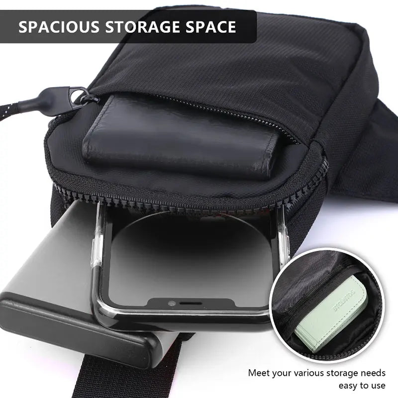 Bandolera compacta de nylon con cierre de 20 × 14 cm