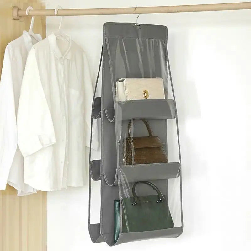 Organizador colgante para carteras con 6 bolsillos y frente transparente