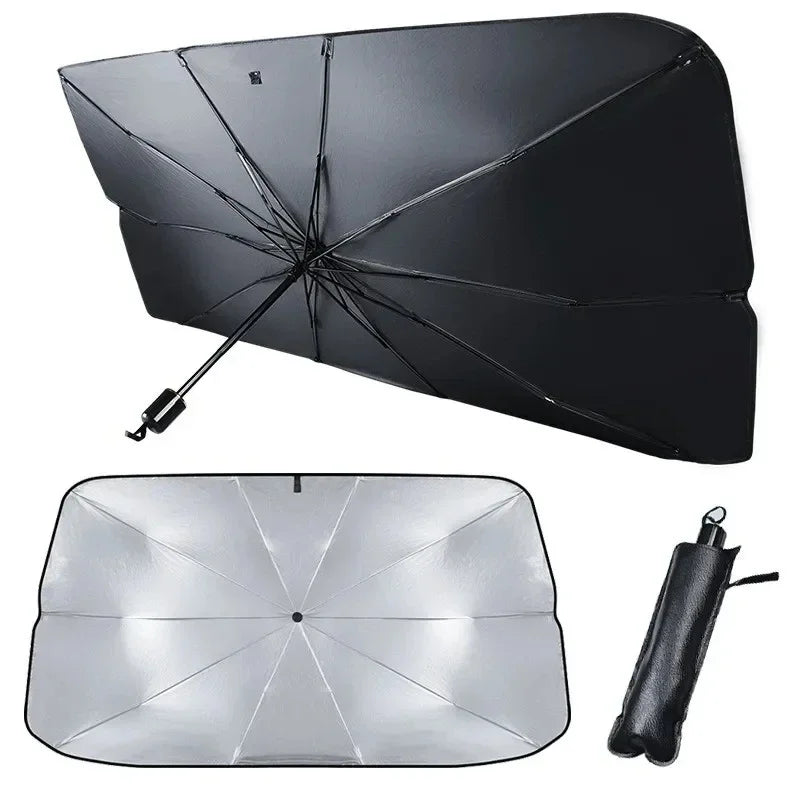 Parasol plegable tipo paraguas para parabrisas