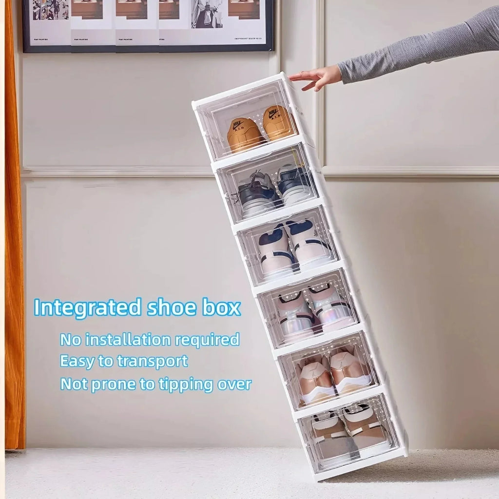 Zapatero plegable blanco con puertas transparentes de 3 o 6 niveles