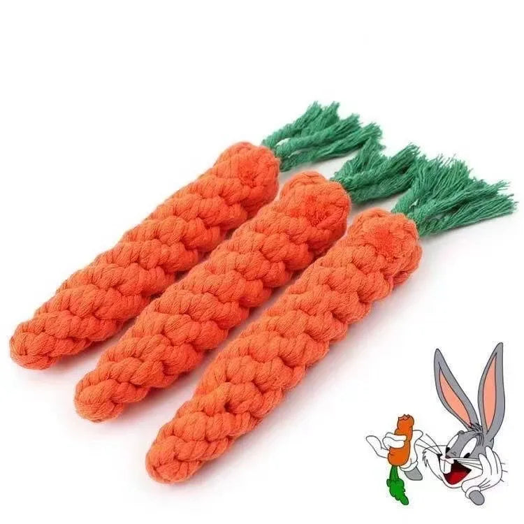 Juguete de soga de algodón para perro con forma de zanahoria