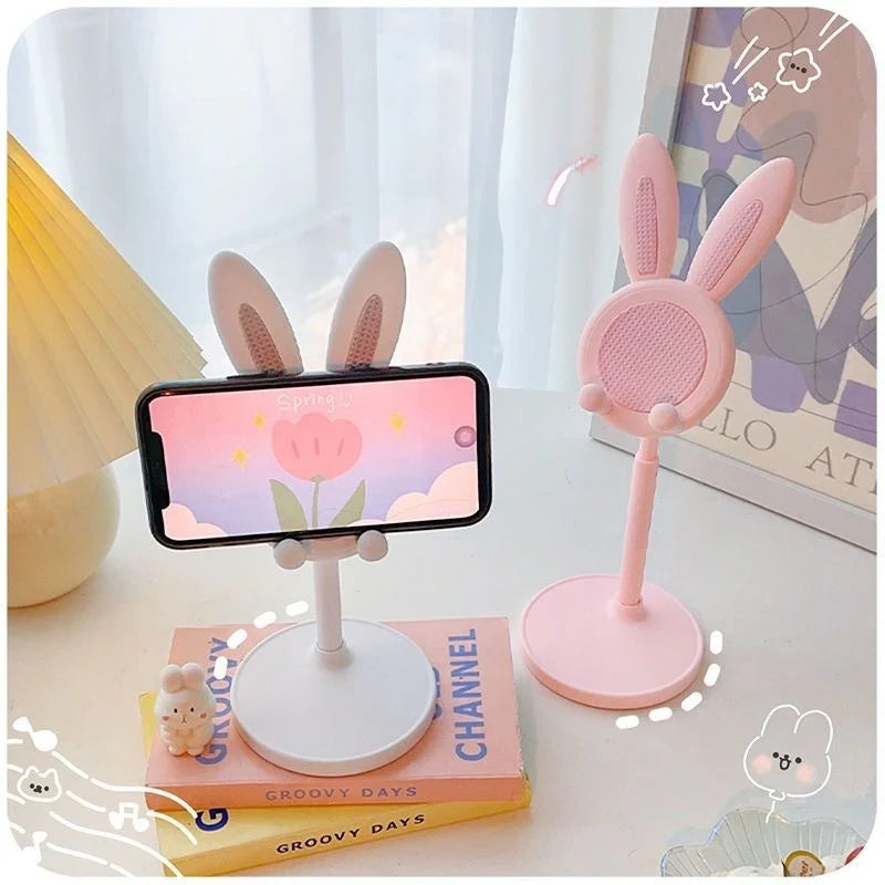 Soporte de escritorio para celular con diseño de conejo y altura ajustable