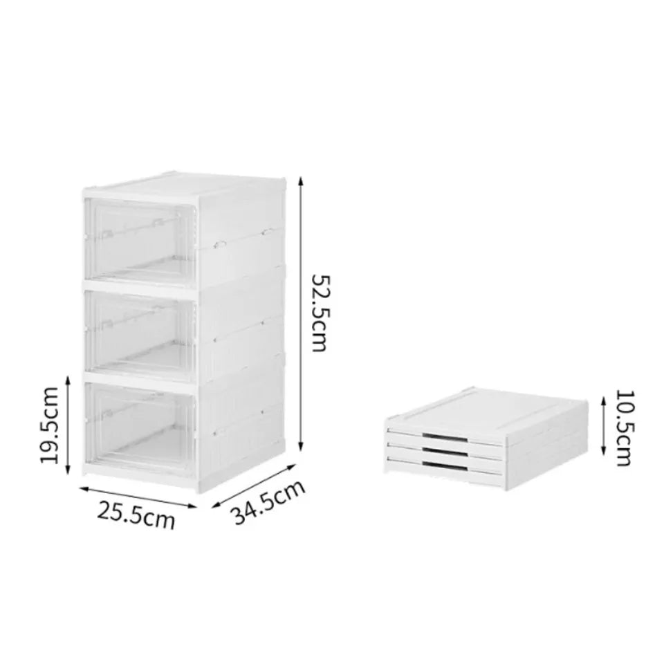 Zapatero plegable blanco con puertas transparentes de 3 o 6 niveles