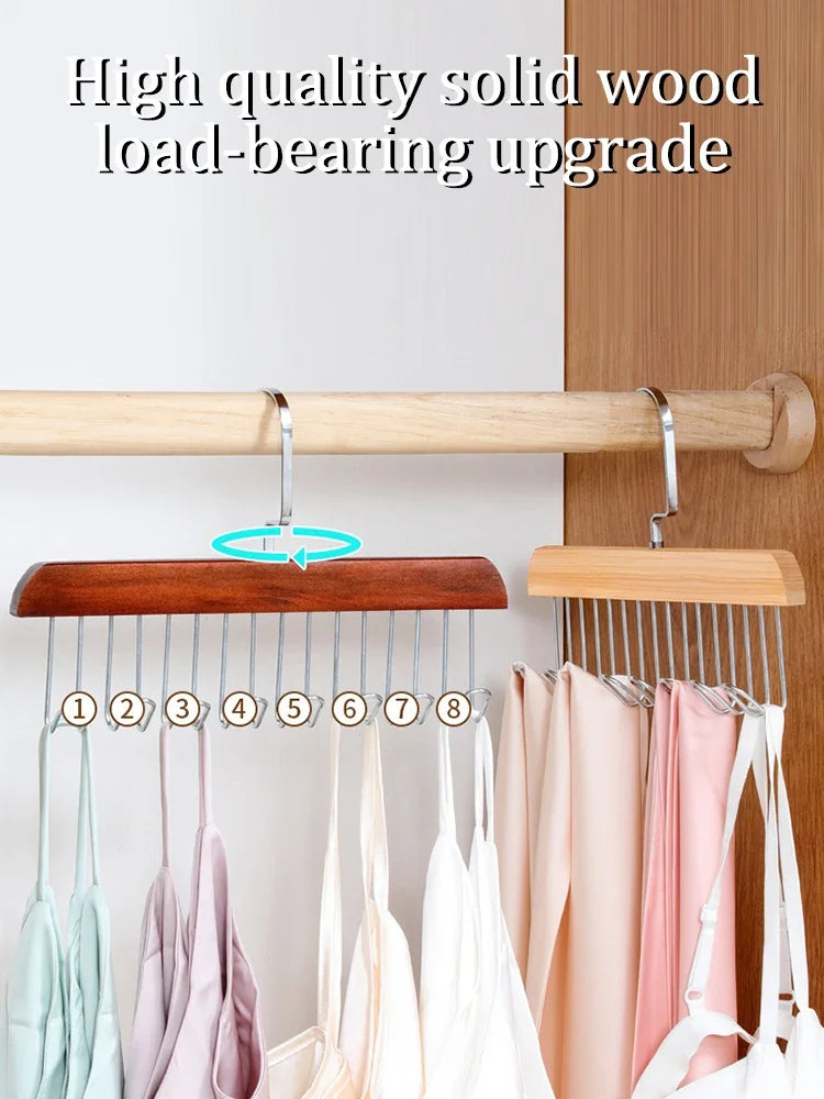 Percha múltiple de madera maciza con 8 ganchos