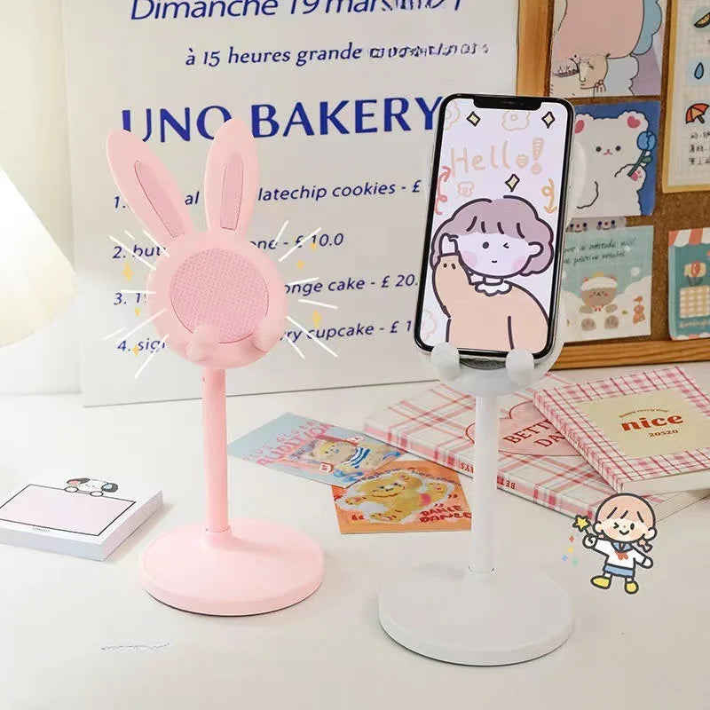 Soporte de escritorio para celular con diseño de conejo y altura ajustable