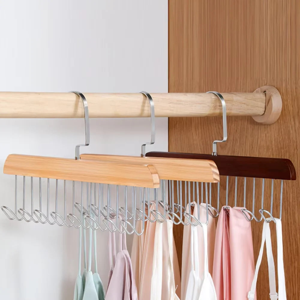 Percha múltiple de madera maciza con 8 ganchos