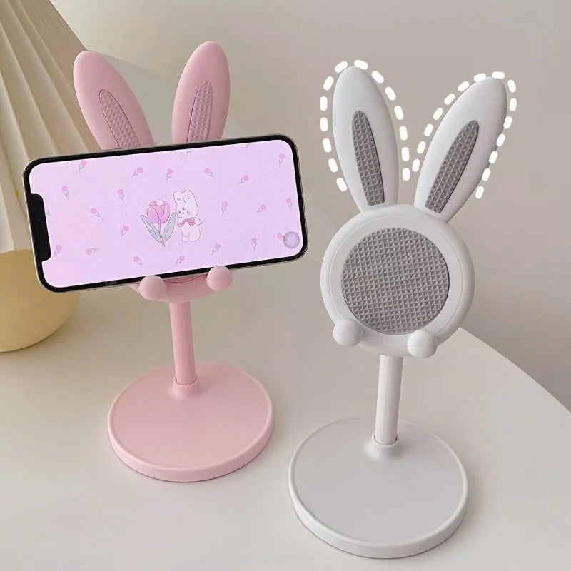 Soporte de escritorio para celular con diseño de conejo y altura ajustable