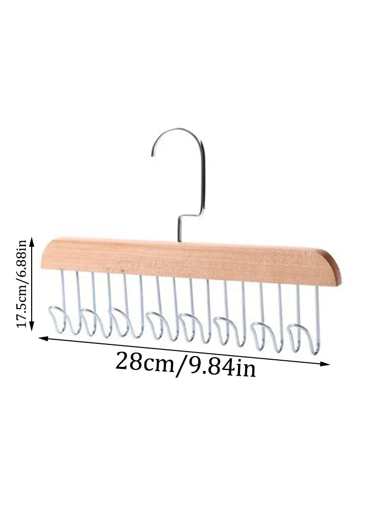 Percha múltiple de madera maciza con 8 ganchos