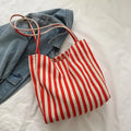 Bolso tote de lona a rayas con dos asas