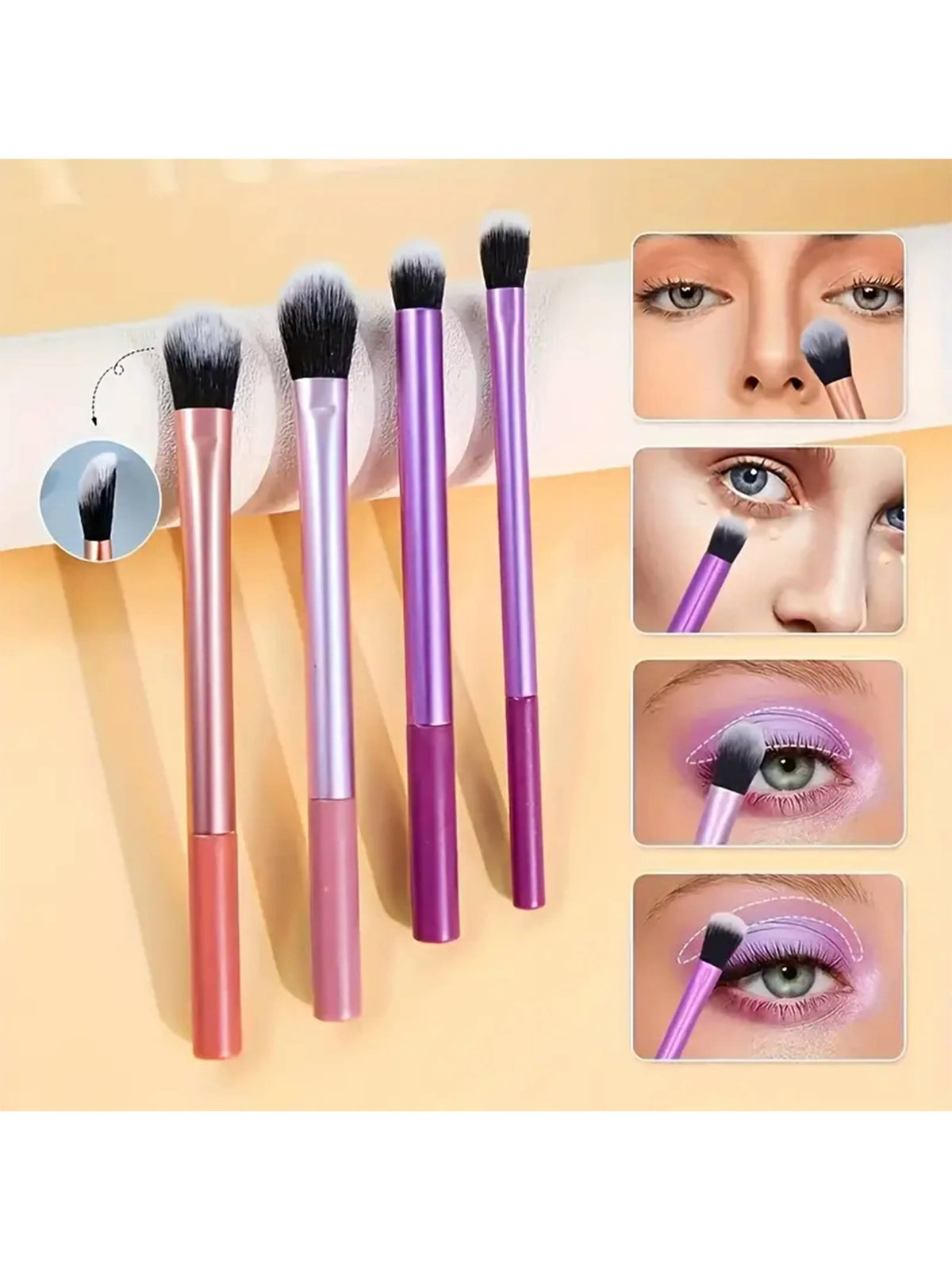 Set de 8 brochas de maquillaje con pelo sintético