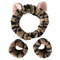 Set de vincha con orejas de gato y muñequeras para limpieza facial