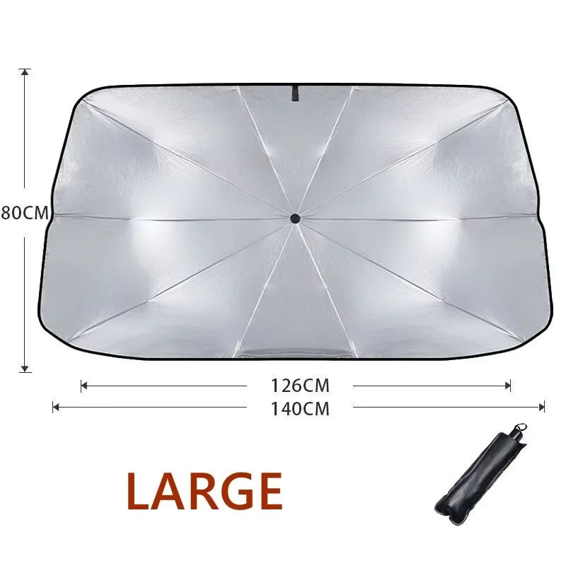 Parasol plegable tipo paraguas para parabrisas