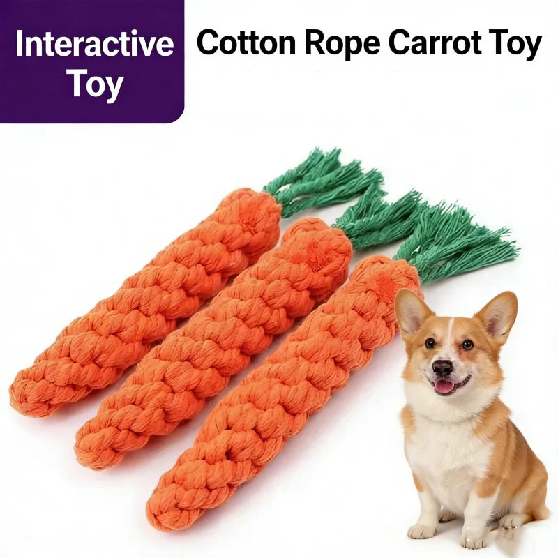 Juguete de soga de algodón para perro con forma de zanahoria
