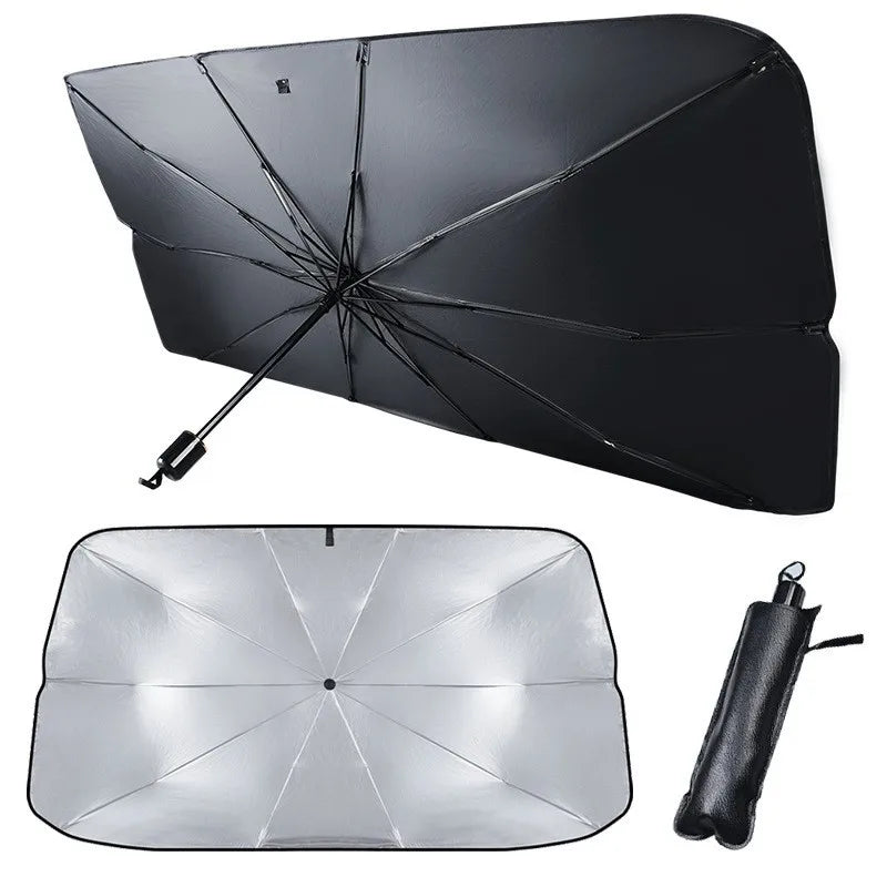 Parasol plegable tipo paraguas para parabrisas