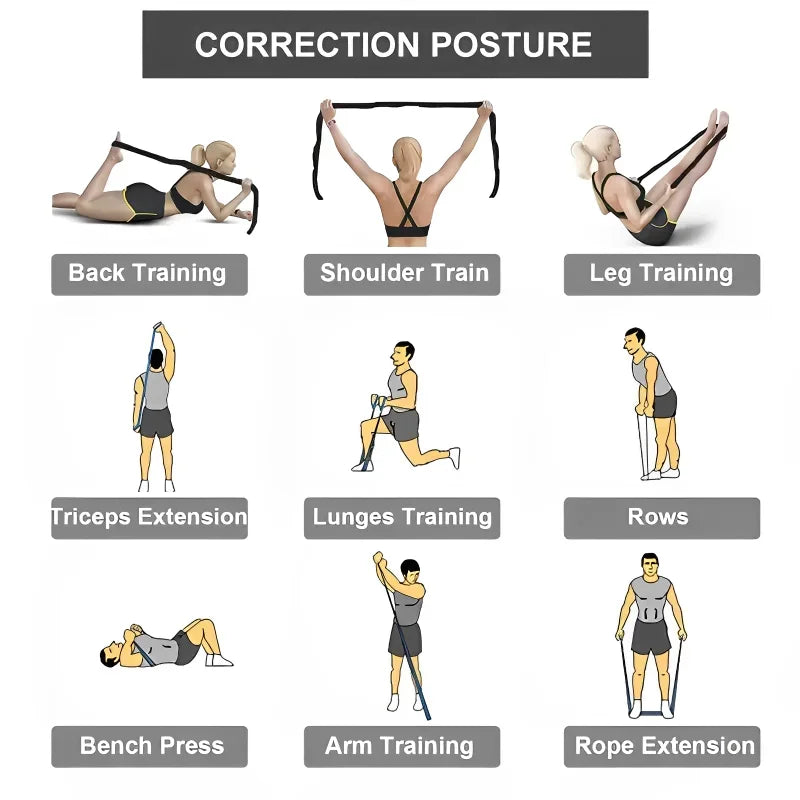Cinta elástica con lazos para estiramiento y yoga