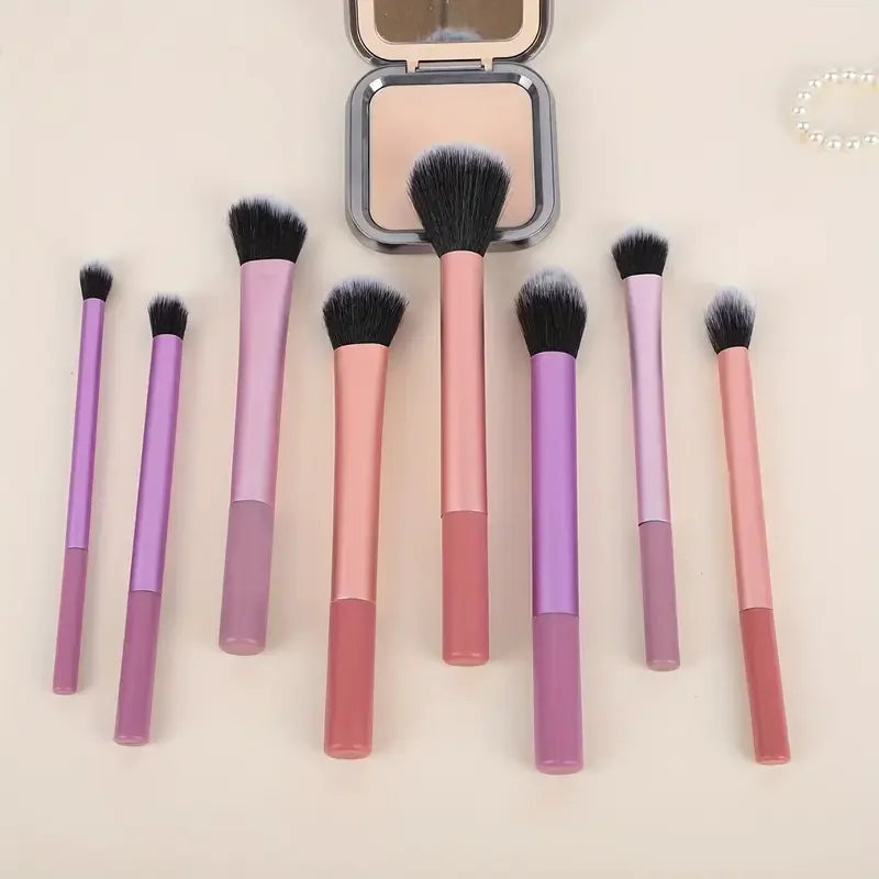 Set de 8 brochas de maquillaje con pelo sintético