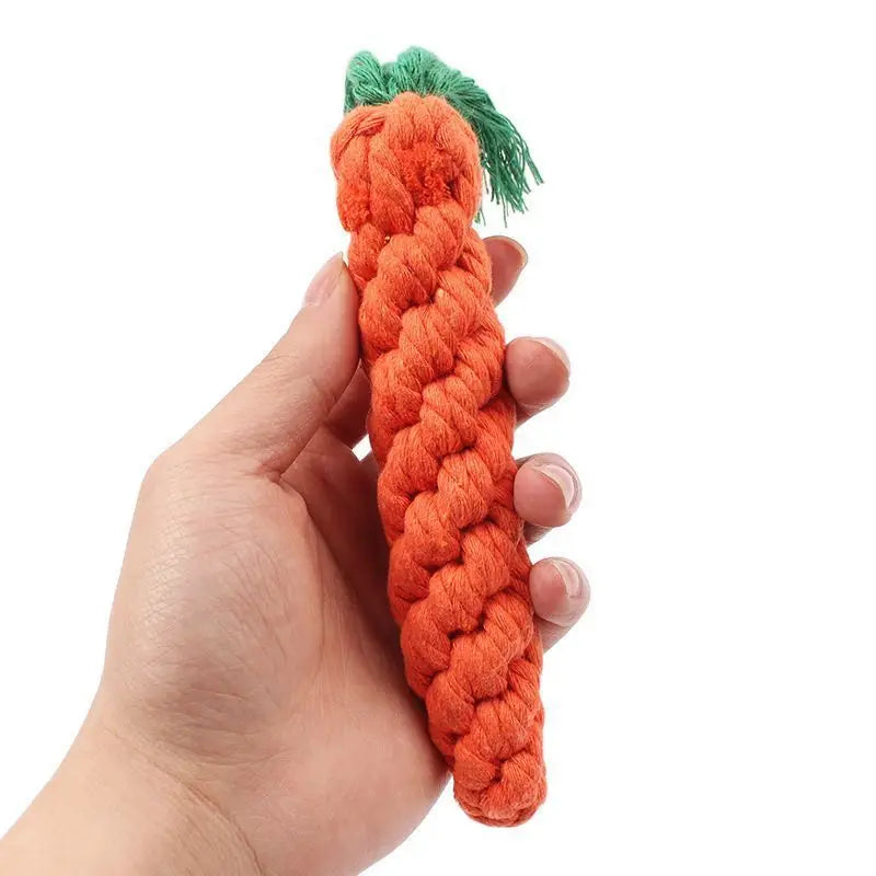 Juguete de soga de algodón para perro con forma de zanahoria