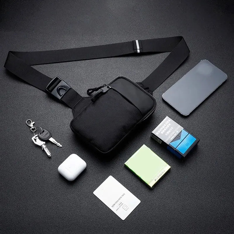 Bandolera compacta de nylon con cierre de 20 × 14 cm