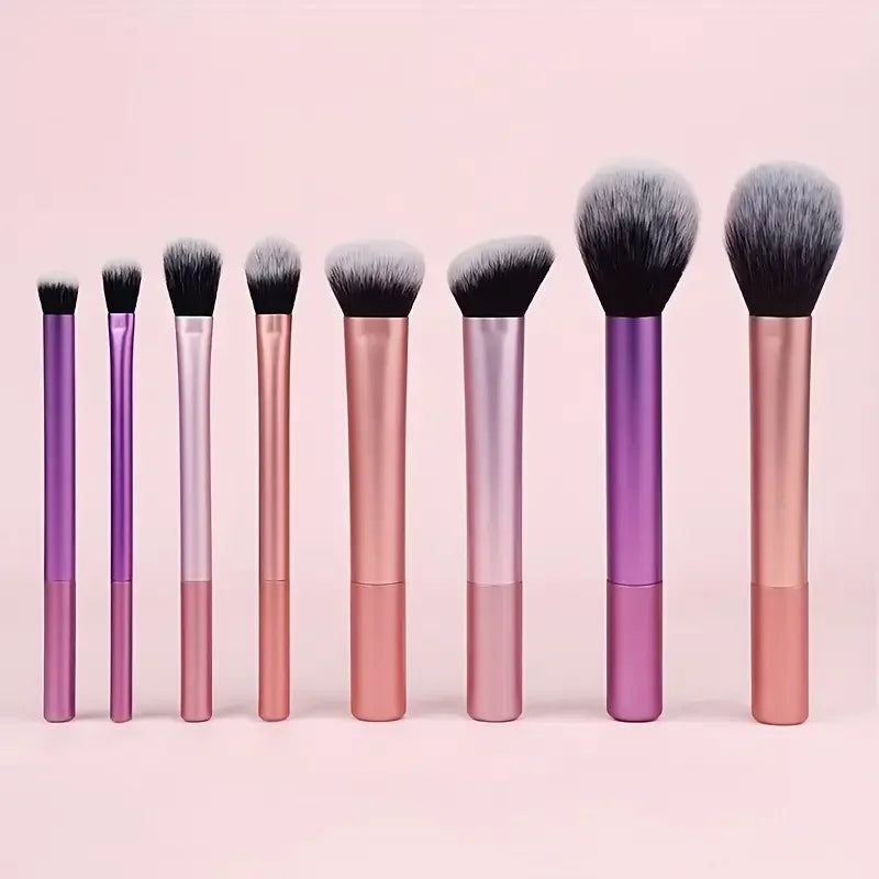 Set de 8 brochas de maquillaje con pelo sintético