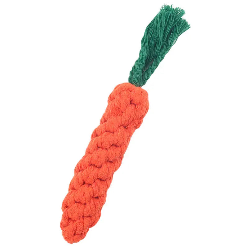 Juguete de soga de algodón para perro con forma de zanahoria