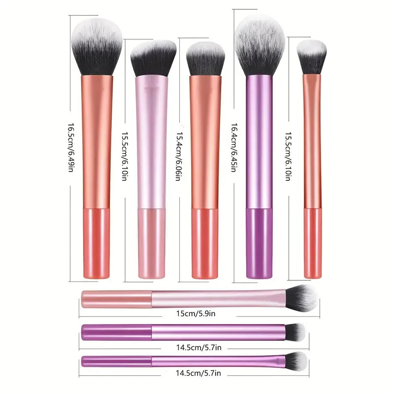 Set de 8 brochas de maquillaje con pelo sintético