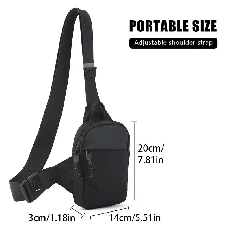 Bandolera compacta de nylon con cierre de 20 × 14 cm