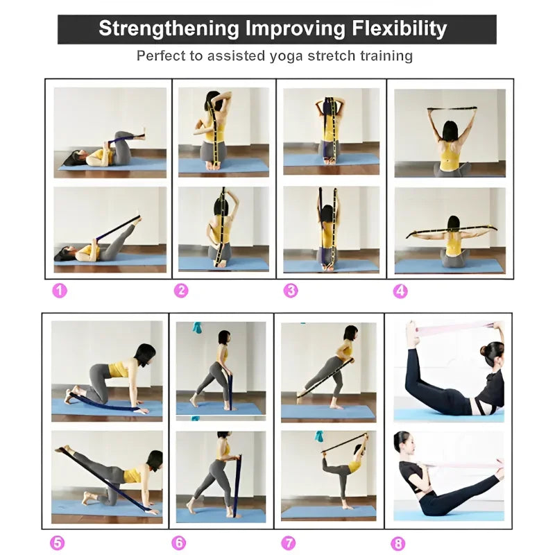 Cinta elástica con lazos para estiramiento y yoga