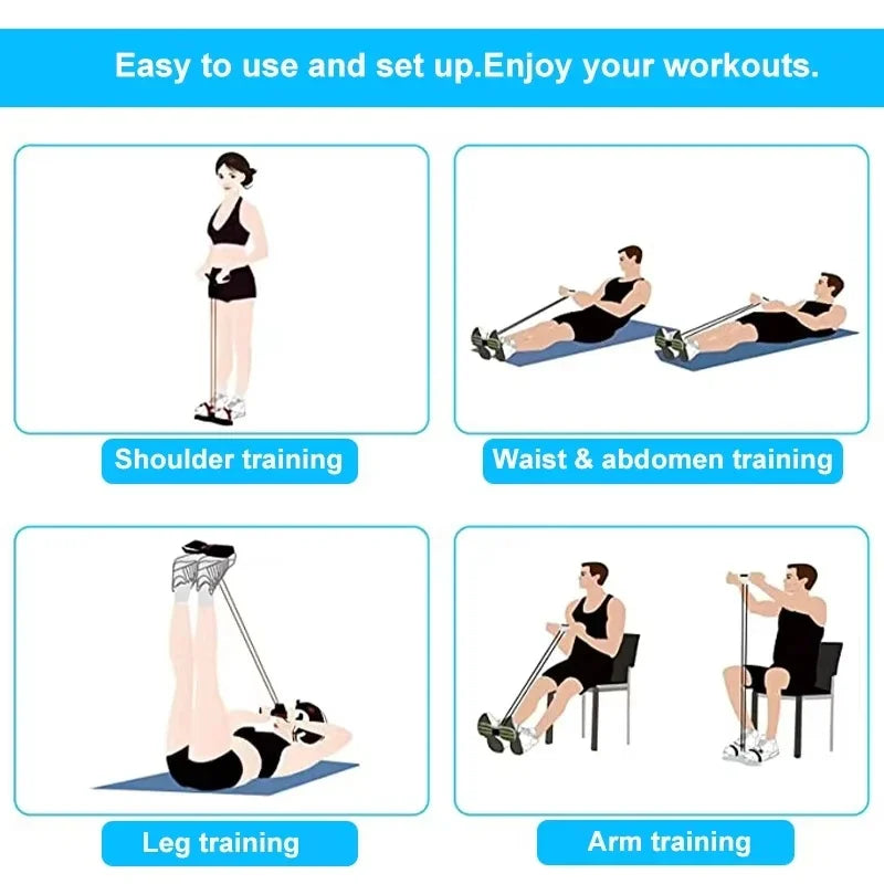 Banda elástica con pedal y cuatro tubos para entrenamiento