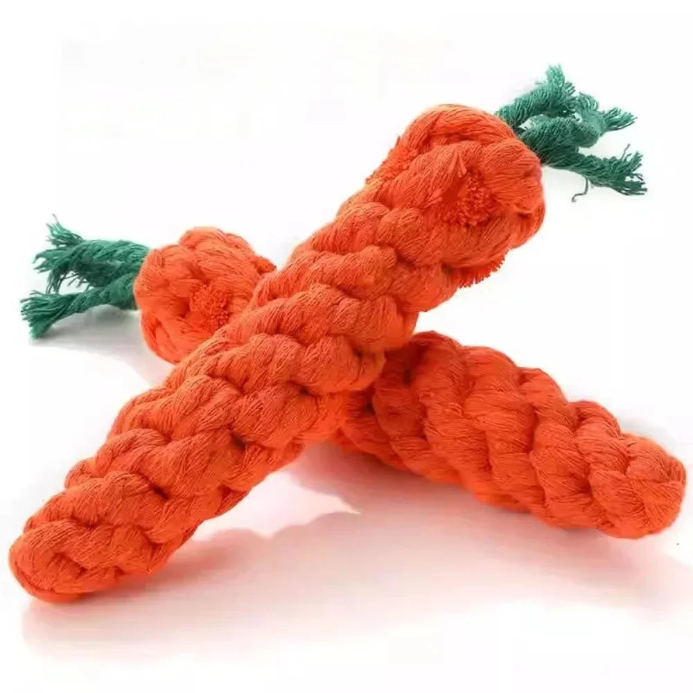 Juguete de soga de algodón para perro con forma de zanahoria
