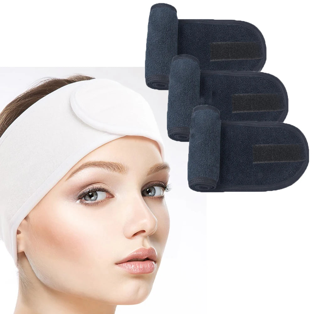 Pack de 3 vinchas ajustables para limpieza facial y maquillaje