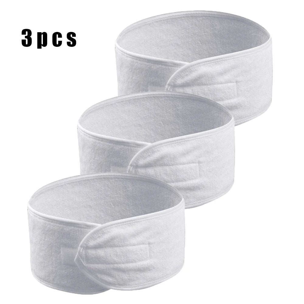 Pack de 3 vinchas ajustables para limpieza facial y maquillaje