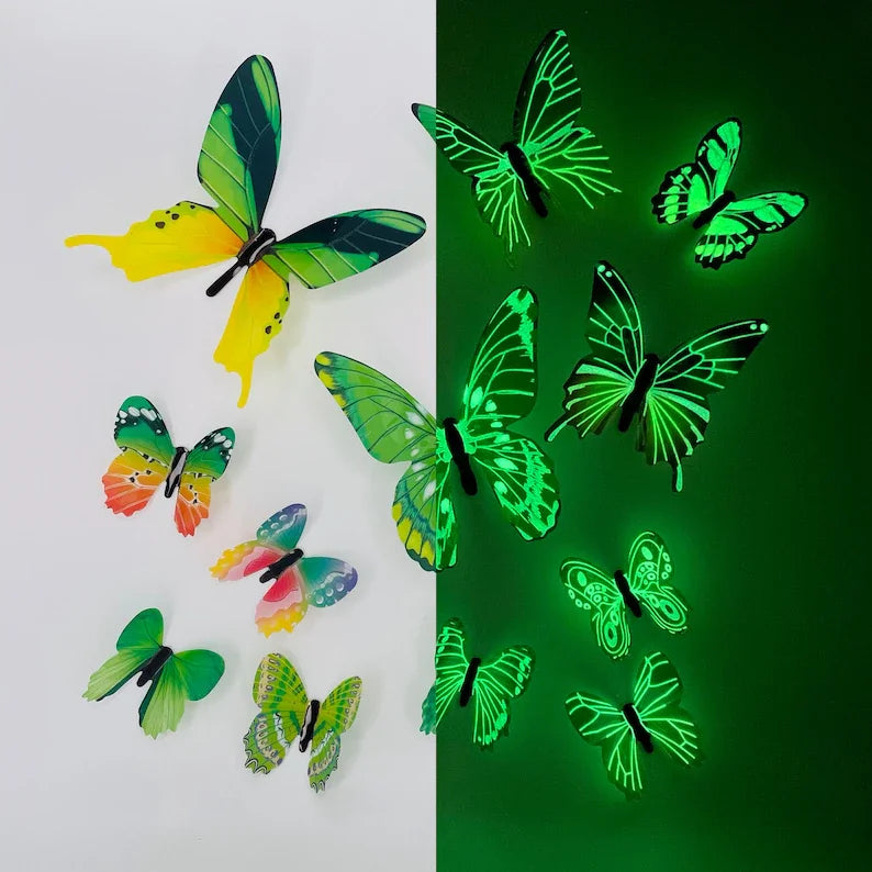 Set de 12 mariposas decorativas de papel con efecto 3D