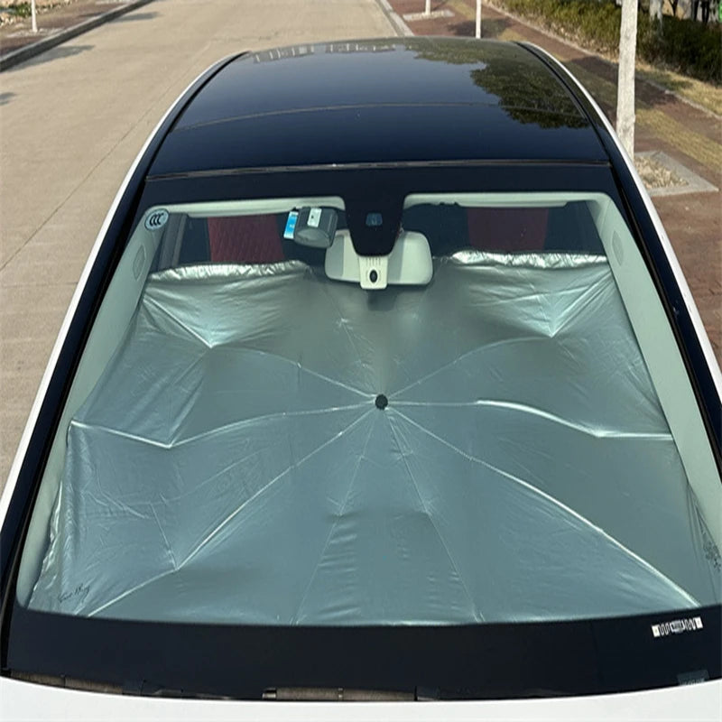Parasol plegable tipo paraguas para parabrisas