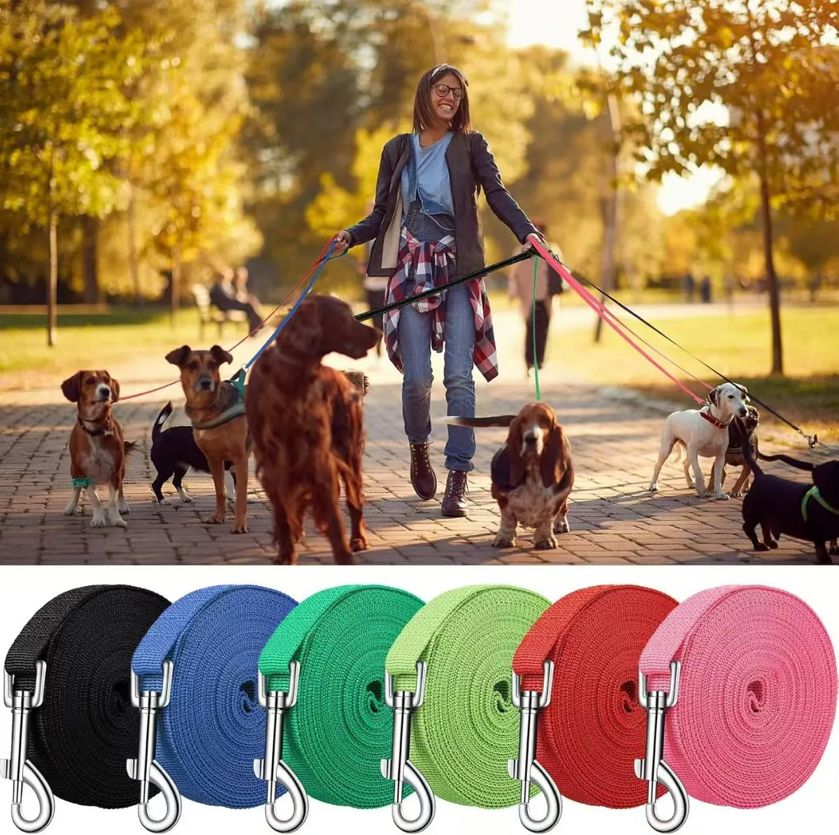 Correa de nylon para perro en largos de 1,2 a 30 metros
