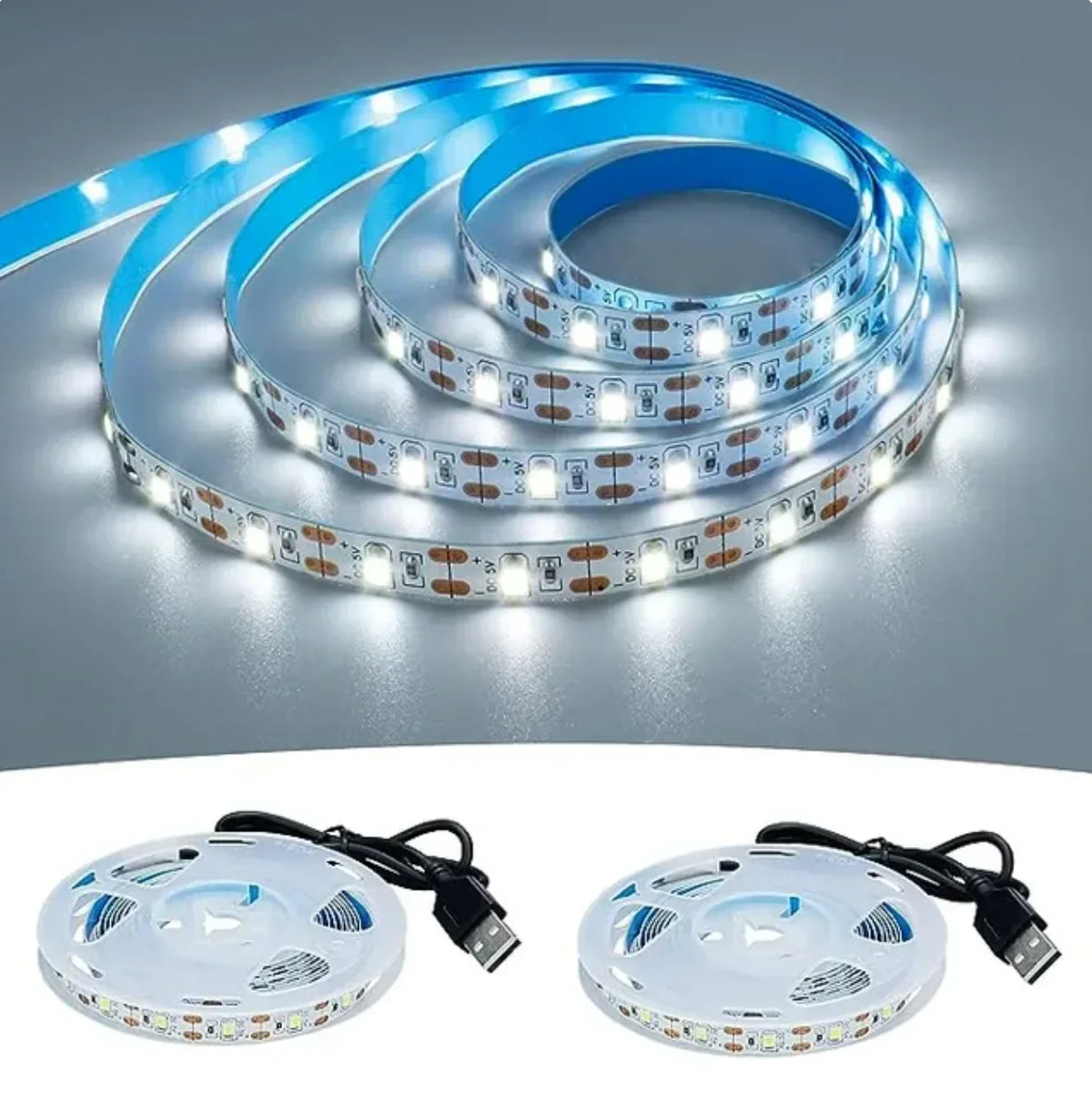 Tira LED USB de 5 V con luz blanca o cálida