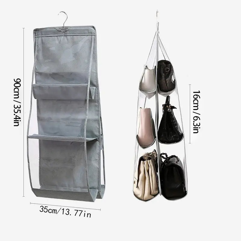 Organizador colgante para carteras con 6 bolsillos y frente transparente