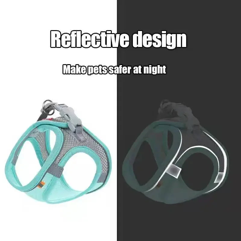 Set de arnés de malla reflectiva y correa para perro o gato