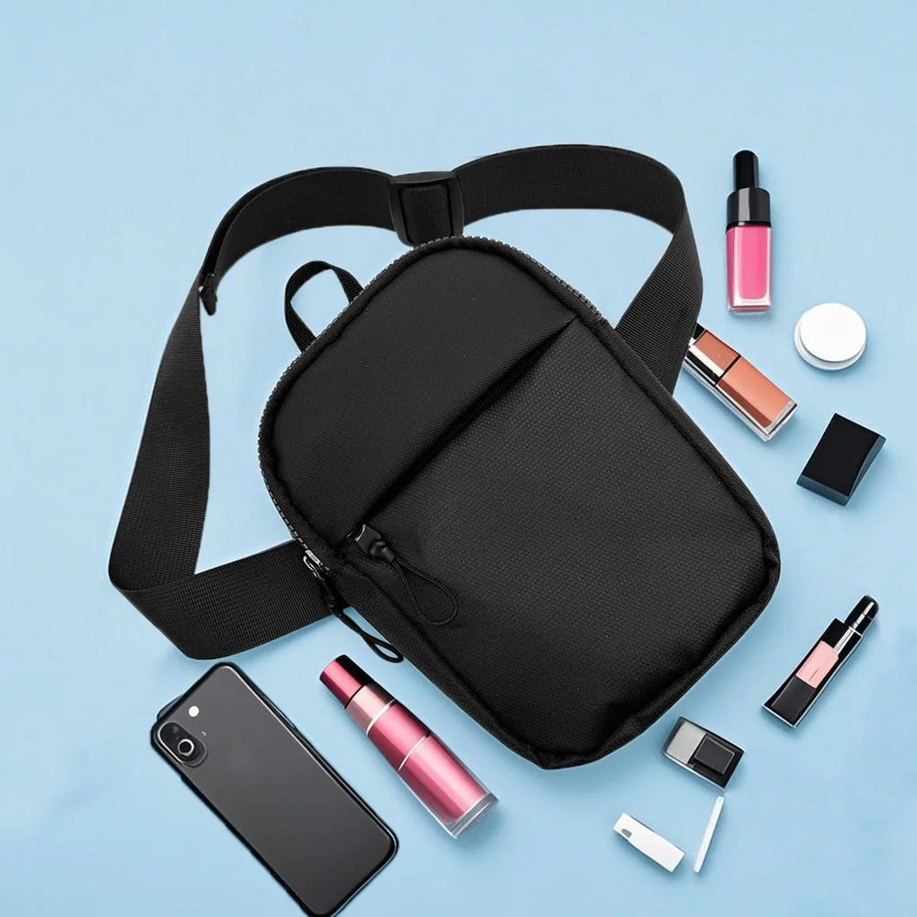 Bandolera compacta de nylon con cierre de 20 × 14 cm