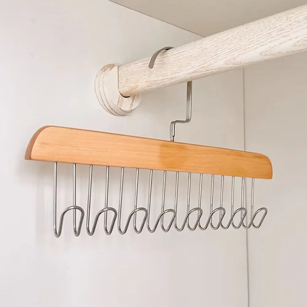 Percha múltiple de madera maciza con 8 ganchos