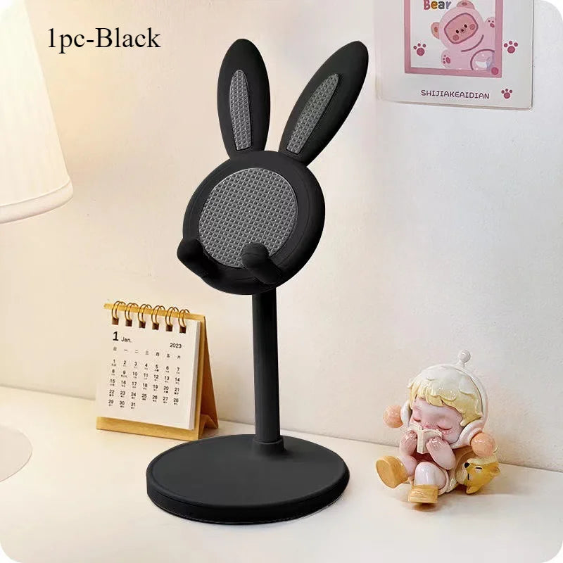 Soporte de escritorio para celular con diseño de conejo y altura ajustable