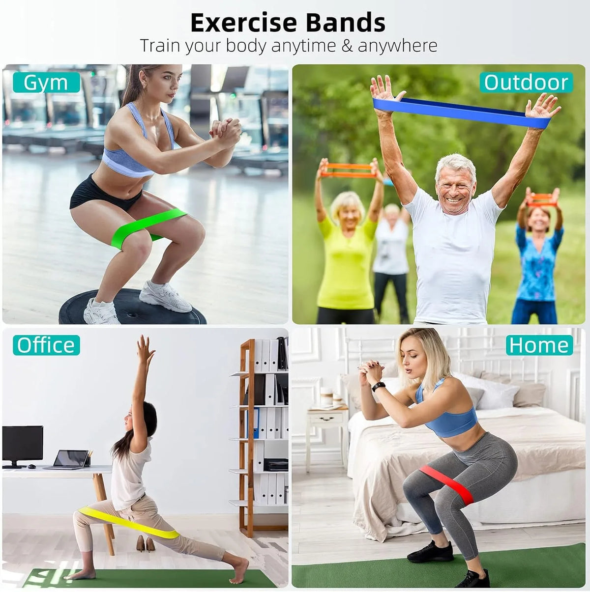 Set de 5 bandas elásticas de TPE para entrenamiento