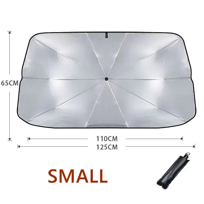 Parasol plegable tipo paraguas para parabrisas
