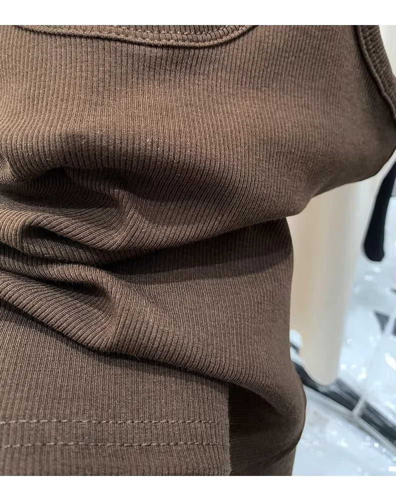 Musculosa de mujer de algodón con tejido acanalado