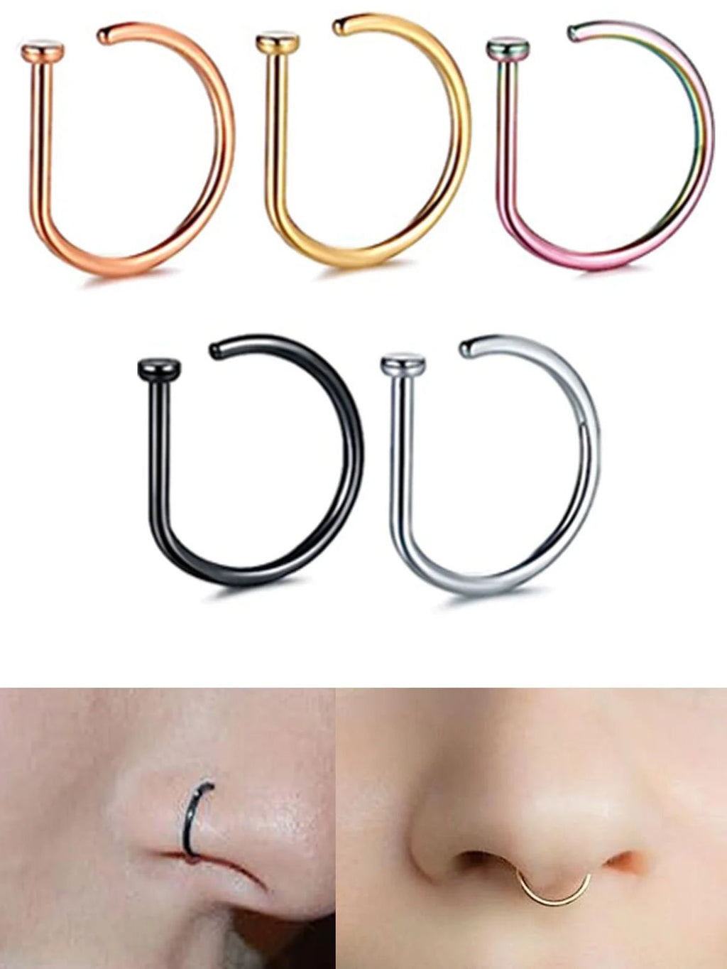 Aro nasal tipo d sin perforación