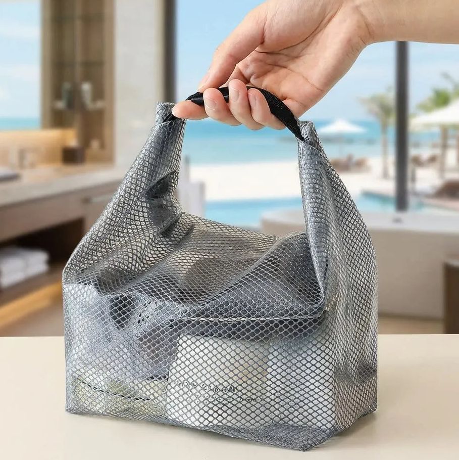 Bolso de tocador con panel transparente