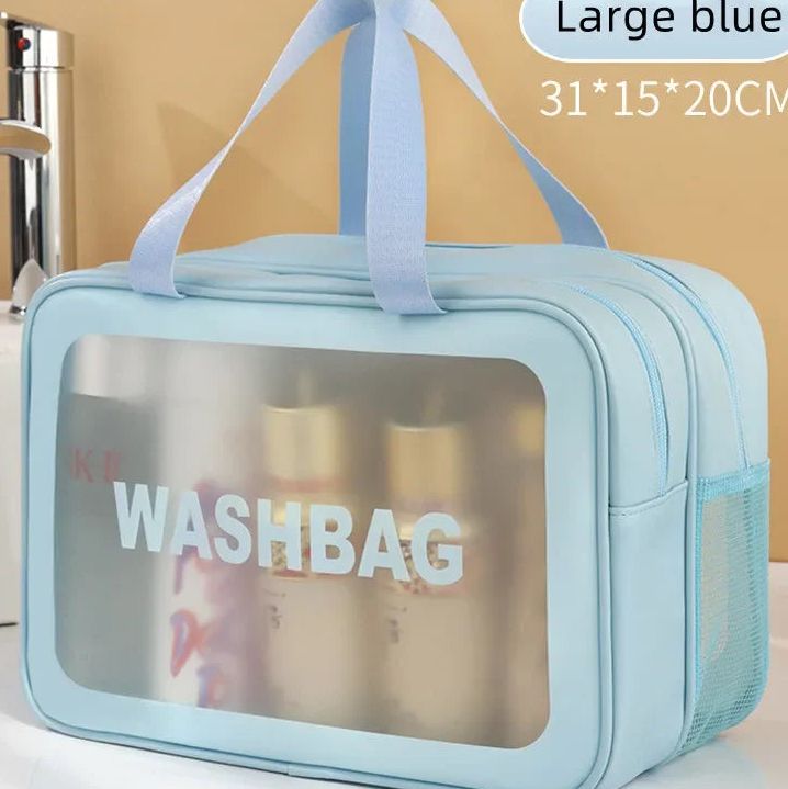Bolso transparente con compartimentos para higiene personal