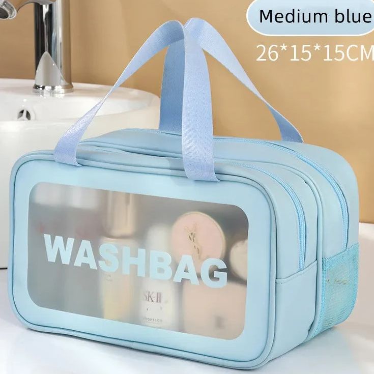 Bolso transparente con compartimentos para higiene personal