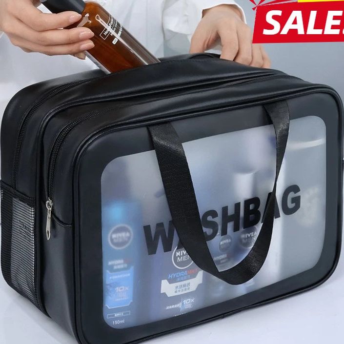 Bolso transparente con compartimentos para higiene personal
