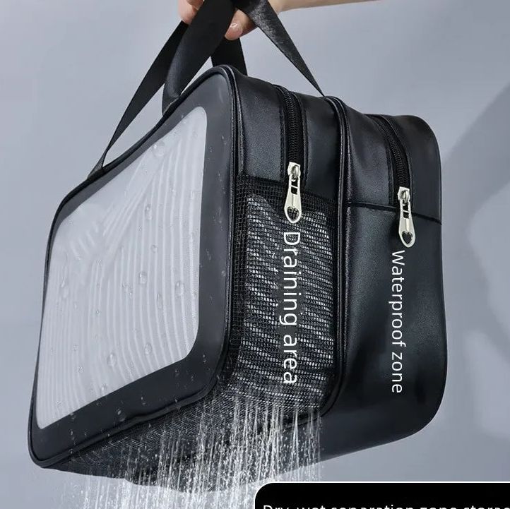 Bolso transparente con compartimentos para higiene personal